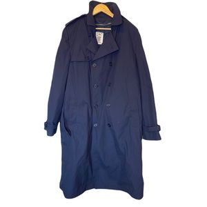 Navy Lined Double Breasted Trench Coat